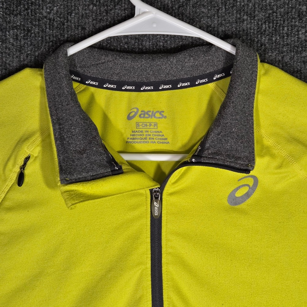 Asics woman's S 1/4 Zip Running Pullover Neon Yellow Reflective Thumbholes